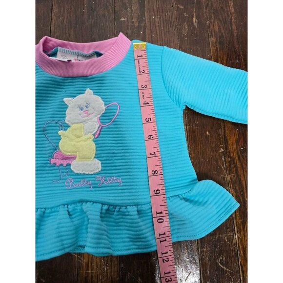 Vintage 80s 90s Pretty Kitty Ruffled Girls Outfit 6- 9 months - Picture 4 of 14